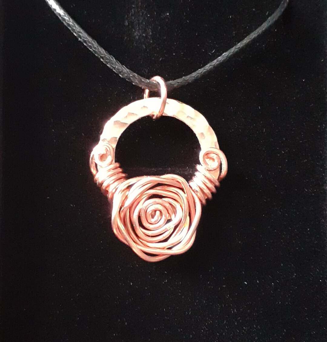 Copper Ringed Large Rose ~ Necklace - Image 2
