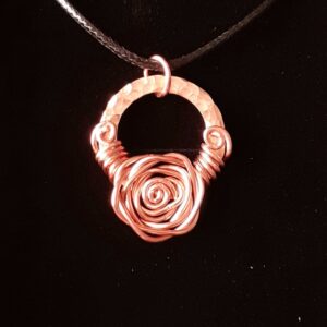 Copper Ringed Large Rose ~ Necklace - Image 3