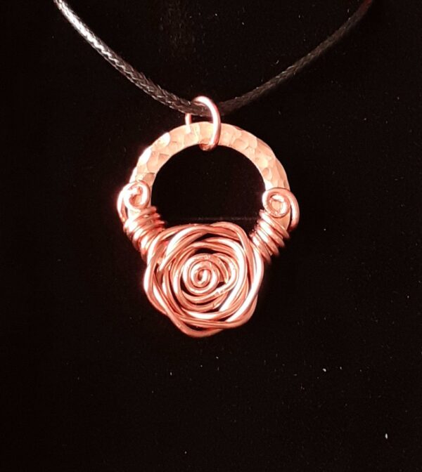 Copper Ringed Large Rose ~ Necklace