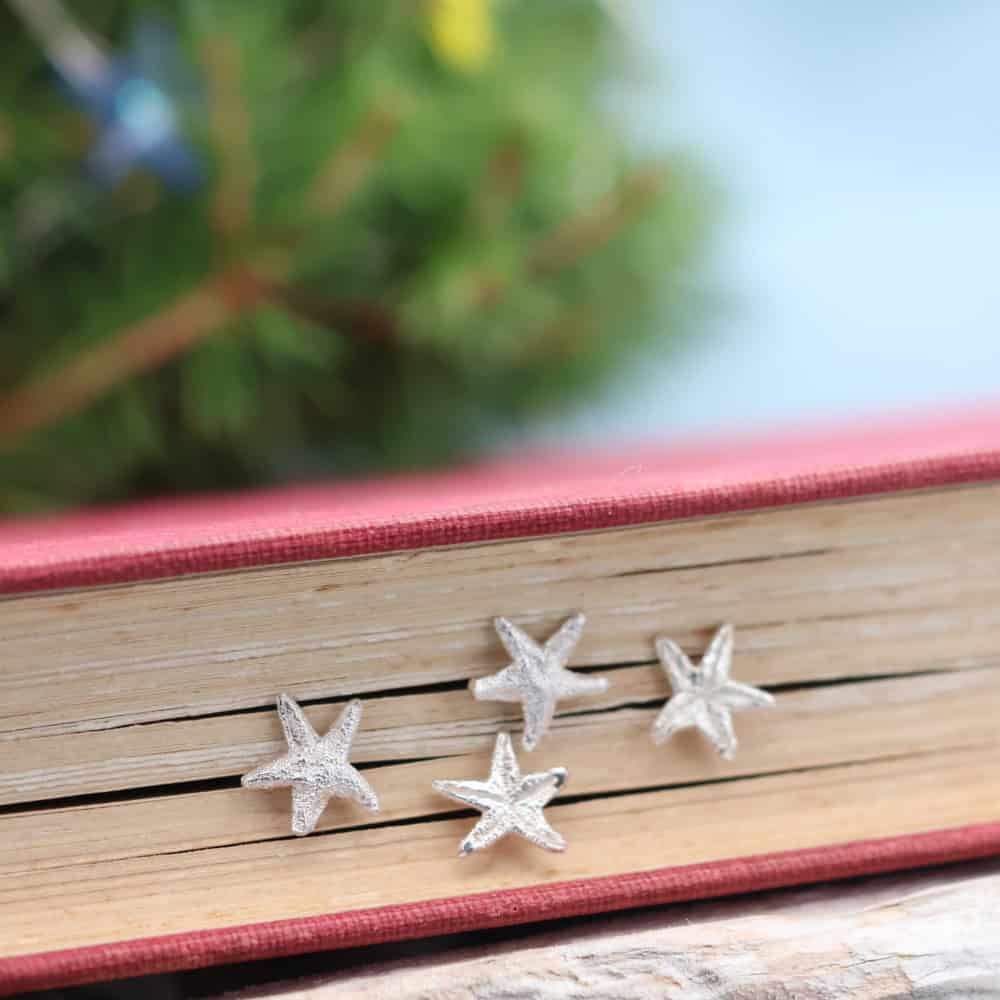 Star Fish Shell Silver Earstuds - Image 2