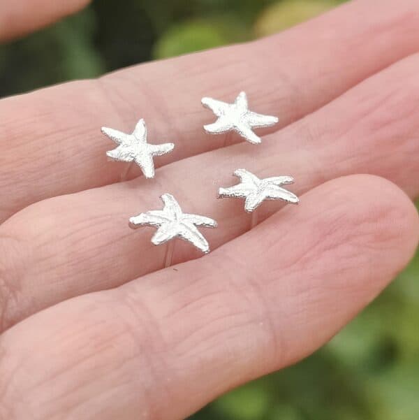 Star Fish Shell Silver Earstuds
