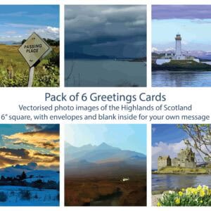 Pack of 6 Vectorised Photo Greetings Cards Skye & the Highlands - Image 1