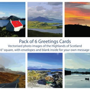 Pack of 6 Vectorised Photo Greetings Cards Skye & the Highlands - Image 1