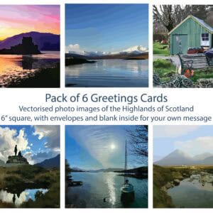 Pack of 6 Vectorised Photo Greetings Cards Skye & the Highlands - Image 1