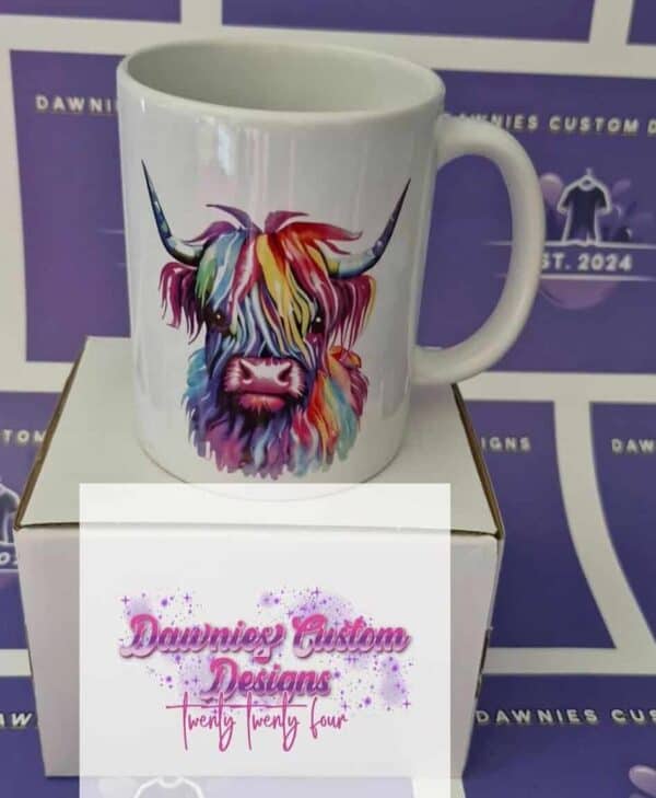 Colourful Highland Cow 110z Mug