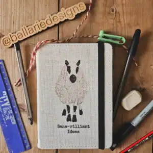 Baaa-rilliant ideas - A6 linen notepad - handmade by Ballarie Designs by J Grant