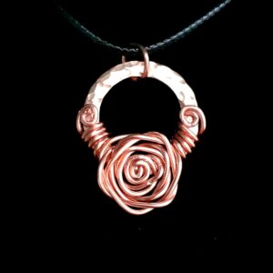 Copper Ringed Large Rose ~ Necklace - Image 1