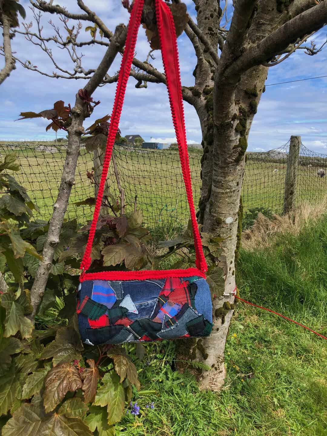 Tartan and Denim Patchwork Bag - handmade by Tiree Coos and Bags (view 2)