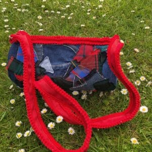 Tartan and Denim Patchwork Bag - handmade by Tiree Coos and Bags (view 3)