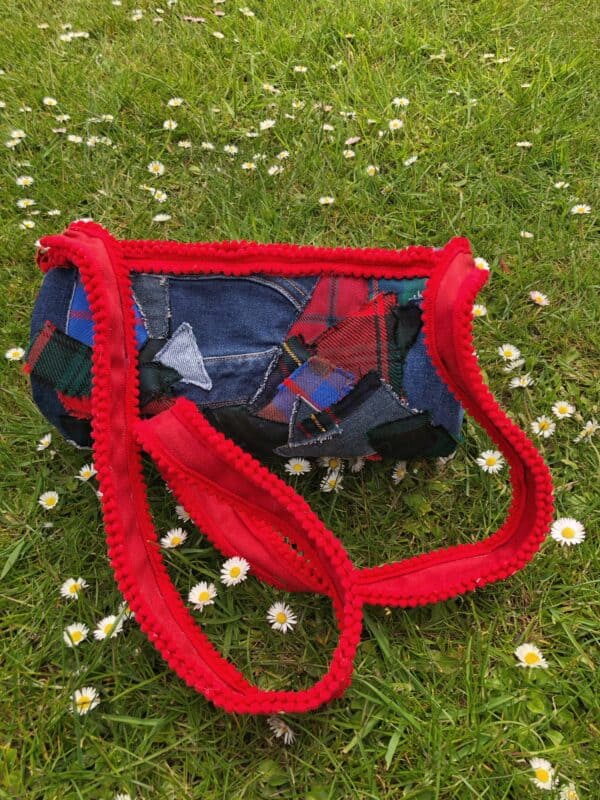 Tartan and Denim Patchwork Bag - handmade by Tiree Coos and Bags (view 3)
