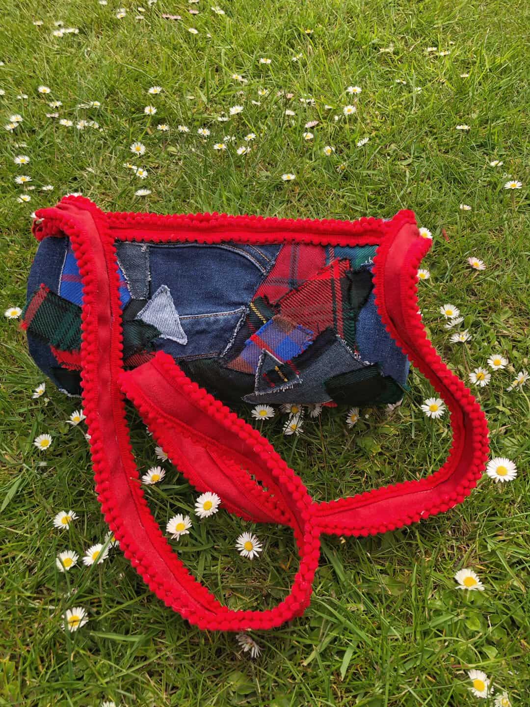Tartan and Denim Patchwork Bag - handmade by Tiree Coos and Bags (view 3)