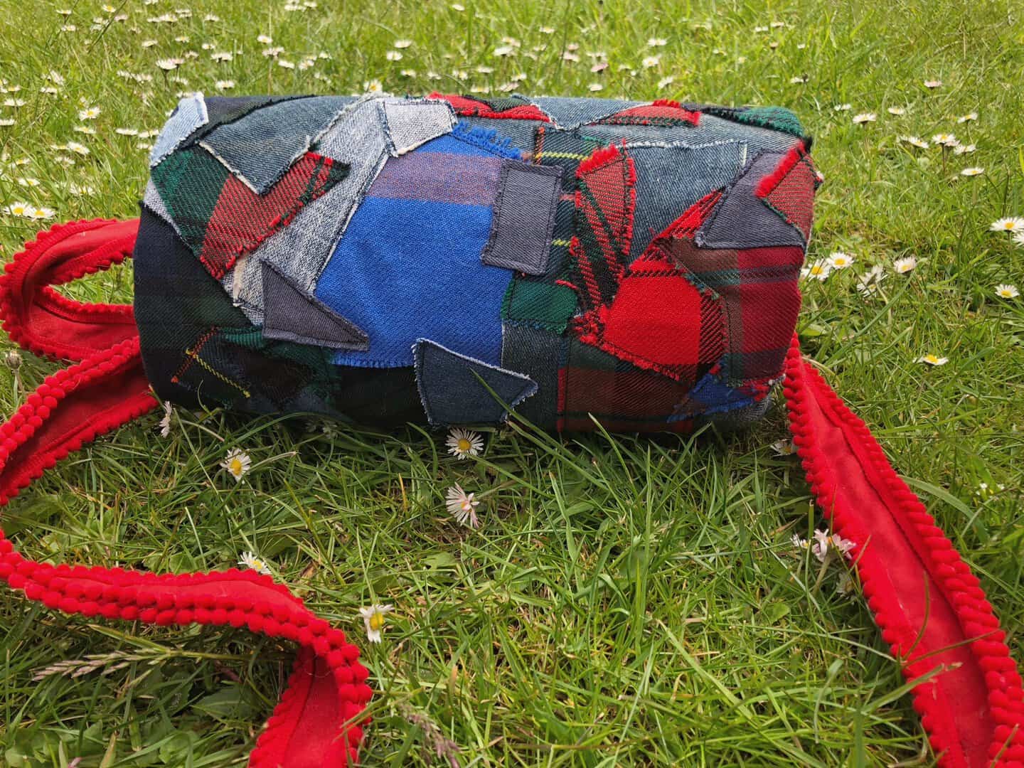 Tartan and Denim Patchwork Bag - handmade by Tiree Coos and Bags (view 5)