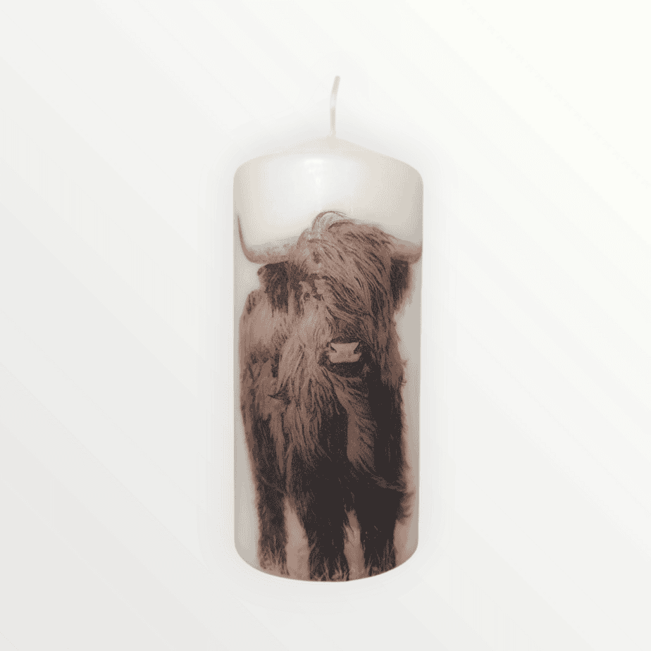 Decoupaged Highland Cow Pillar Candle