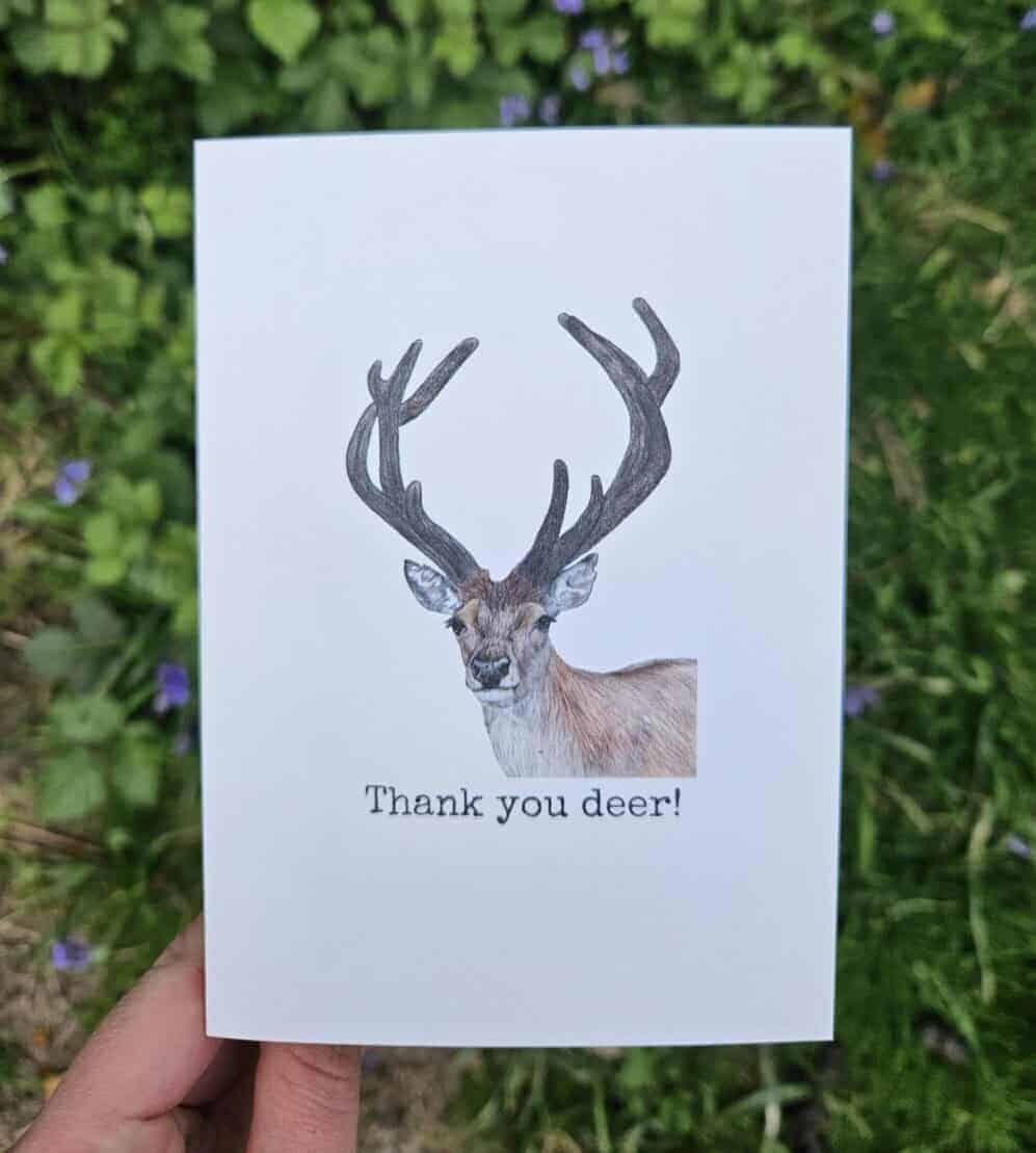 Thank you deer- greetings card - Image 1