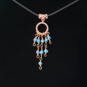 Copper Boho Swirly Blue Beaded Drop ~ Necklace - Image 4