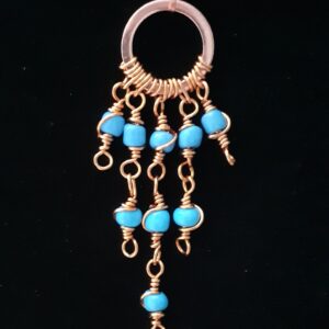 Copper Boho Swirly Blue Beaded Drop ~ Necklace - Image 5