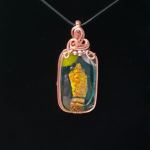 Handmade Standing Stone Glass and Copper Wire Wrapped ~ Necklace - Image 1
