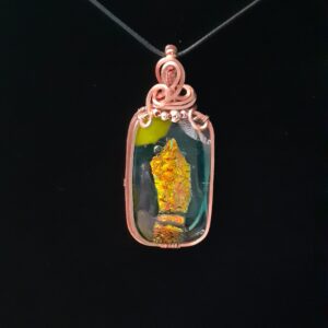 Handmade Standing Stone Glass and Copper Wire Wrapped ~ Necklace - Image 4