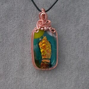 Handmade Standing Stone Glass and Copper Wire Wrapped ~ Necklace - Image 3
