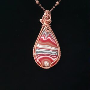 Handmade Red Agate and Copper Wire Wrapped Necklace - Image 1