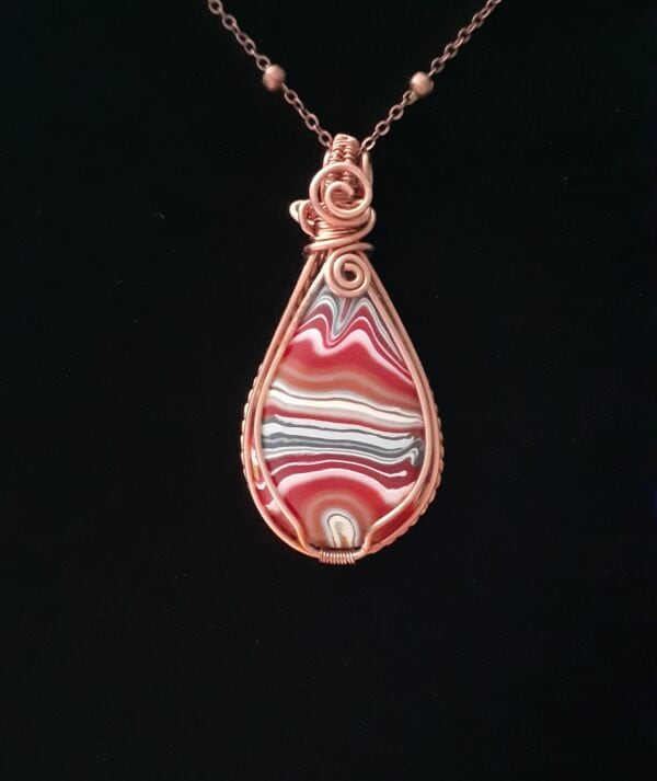 Handmade Red Agate and Copper Wire Wrapped Necklace