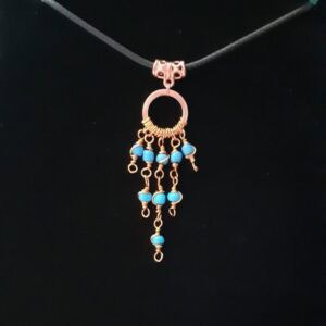 Copper Boho Swirly Blue Beaded Drop ~ Necklace - Image 1