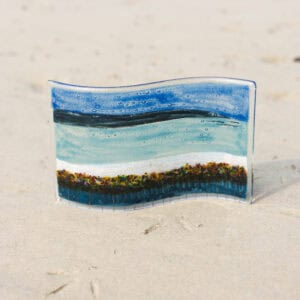 Orkney fused glass large wave hand made by Flow Glass Orkney Islands Scotland