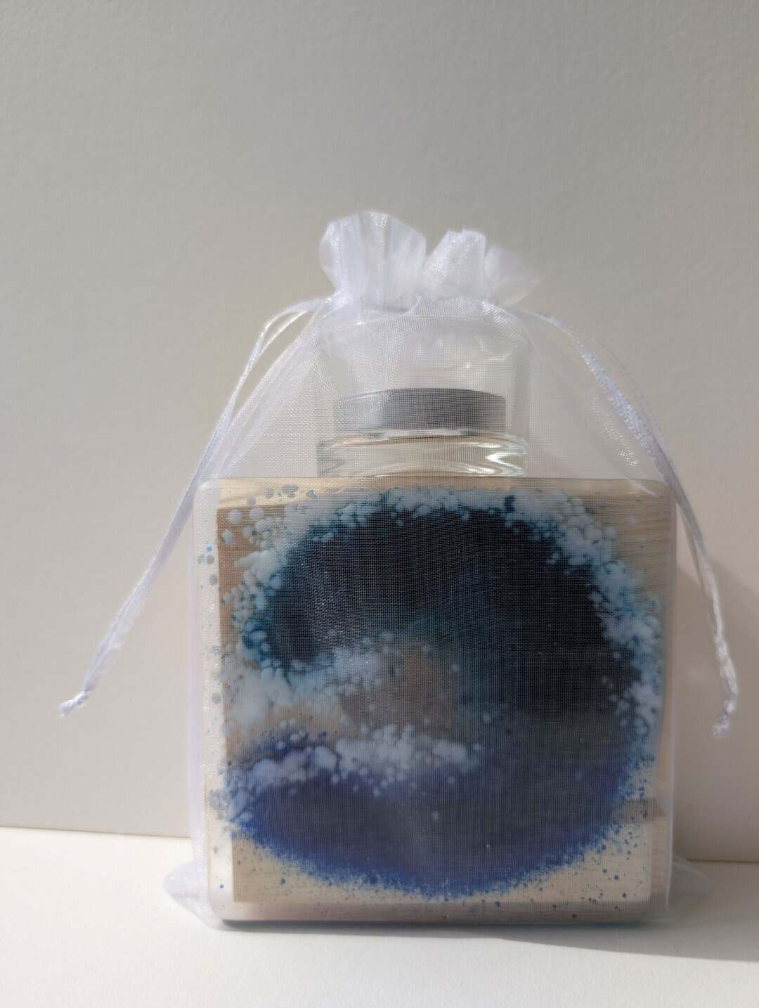 Wave Fused Glass tea light holder hand made by Flow Glass Kirkwall Orkney Islands Scotland