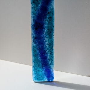 Wave fused glass tea light holder hand made by Flow Glass Orkney Islands Scotland