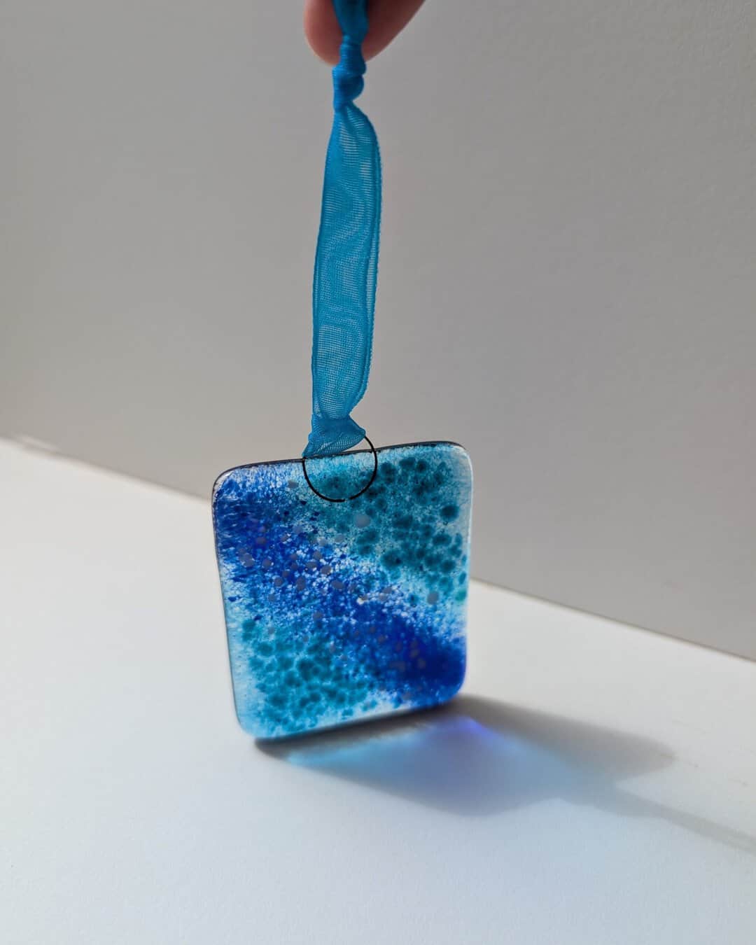 Wave fused small hanging hand made by Flow Glass Orkney Islands Scotland
