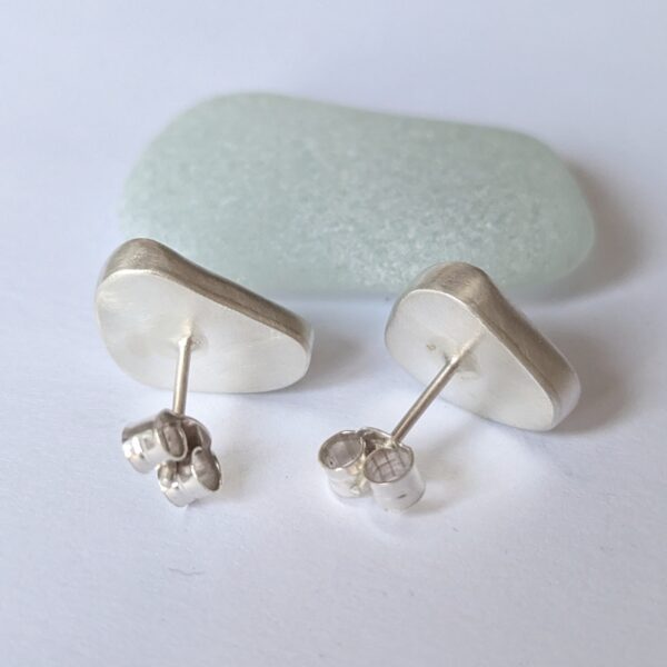 Pale Blue Sea Glass Studs Handmade in Recycled Sterling Silver