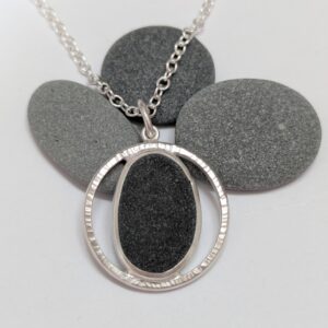 Handmade Pebble Pendant in recycled Sterling Silver - Image 4
