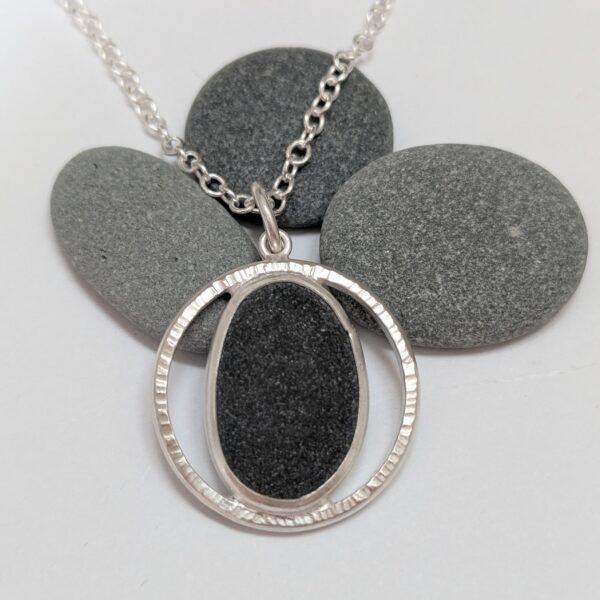Handmade Pebble Pendant in recycled Sterling Silver