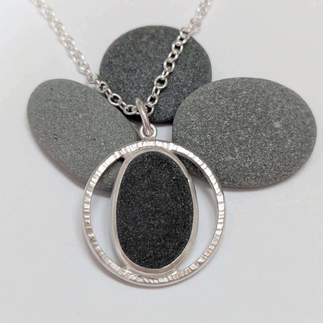 Handmade Pebble Pendant in recycled Sterling Silver - Image 4