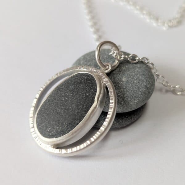 Handmade Pebble Pendant in recycled Sterling Silver