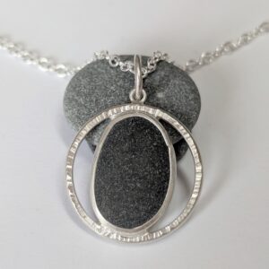 Handmade Pebble Pendant in recycled Sterling Silver - Image 1
