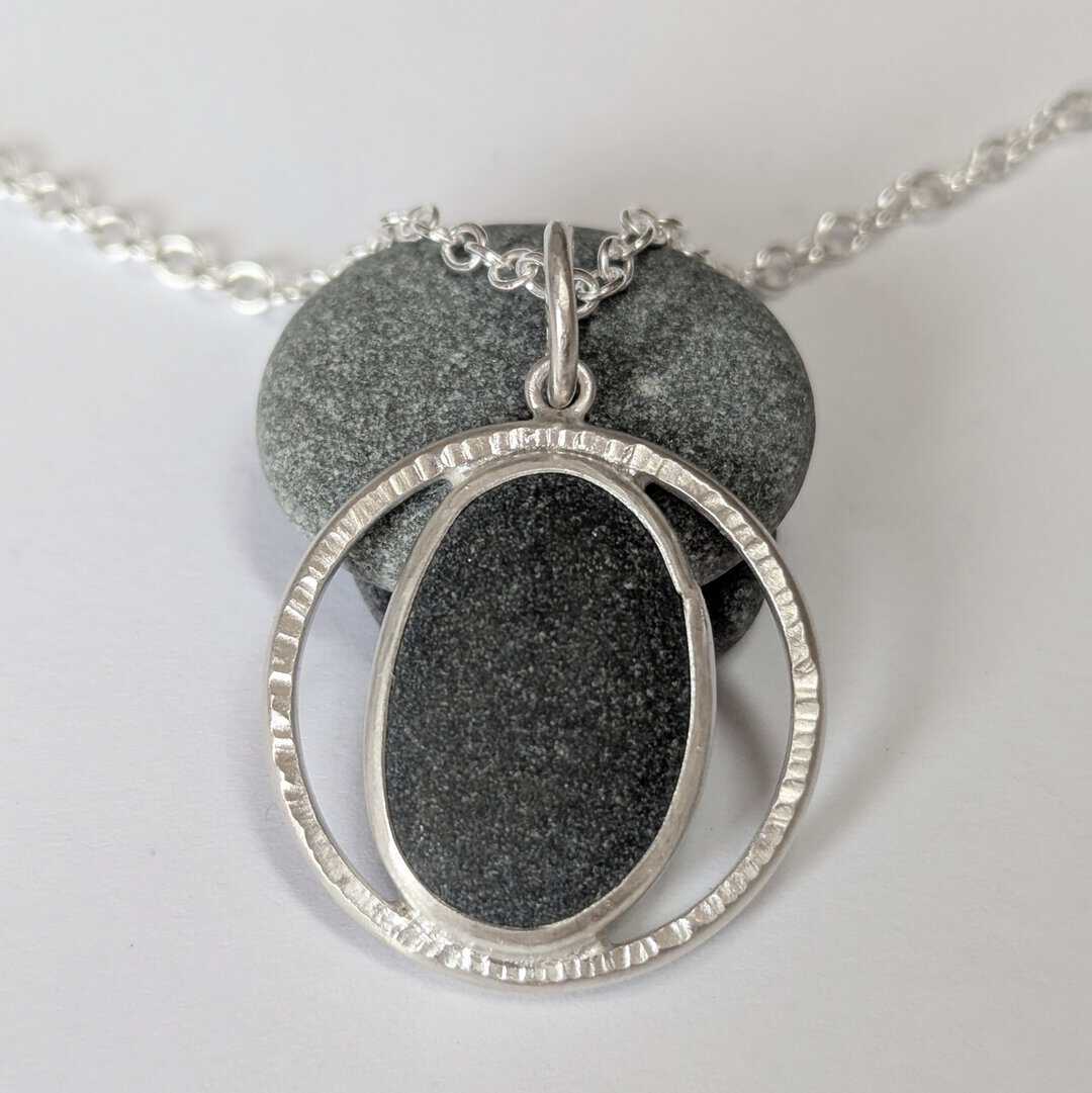 Handmade Pebble Pendant in recycled Sterling Silver - Image 1
