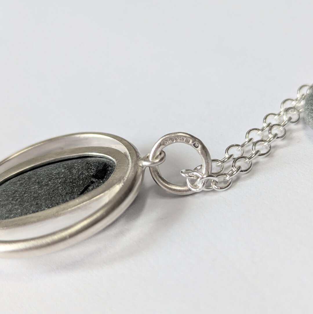 Handmade Pebble Pendant in recycled Sterling Silver - Image 5