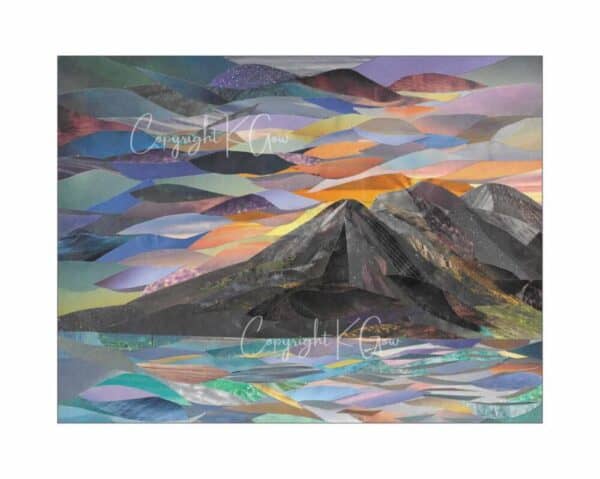 Sunset over the Paps of Jura art print (unframed)