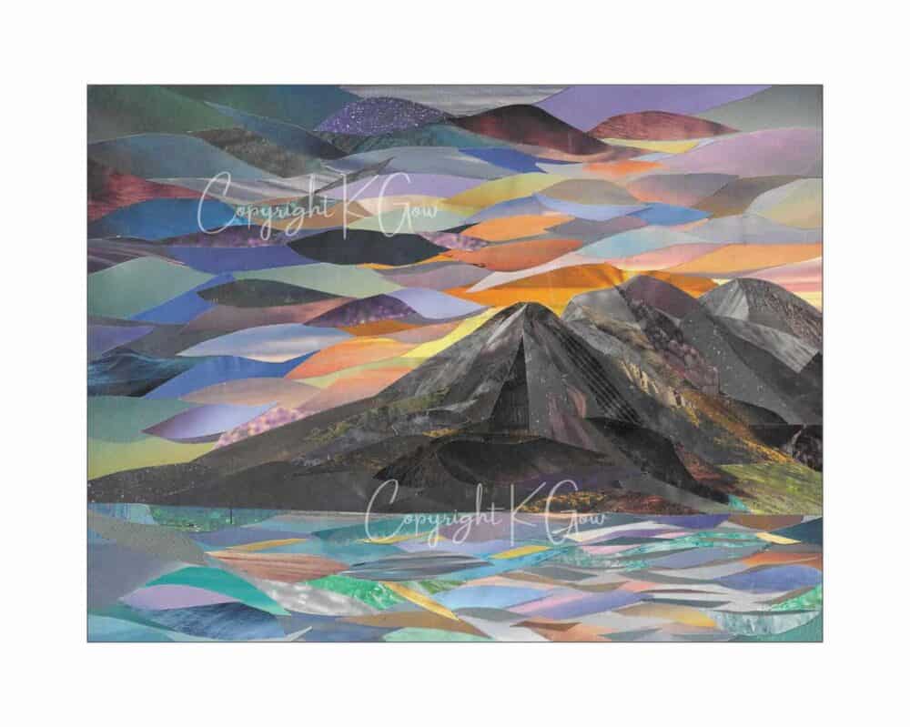 Sunset over the Paps of Jura art print (unframed) - Image 1