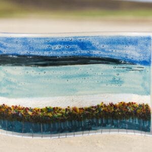 Orkney fused glass large wave hand made by Flow Glass Orkney Islands Scotland