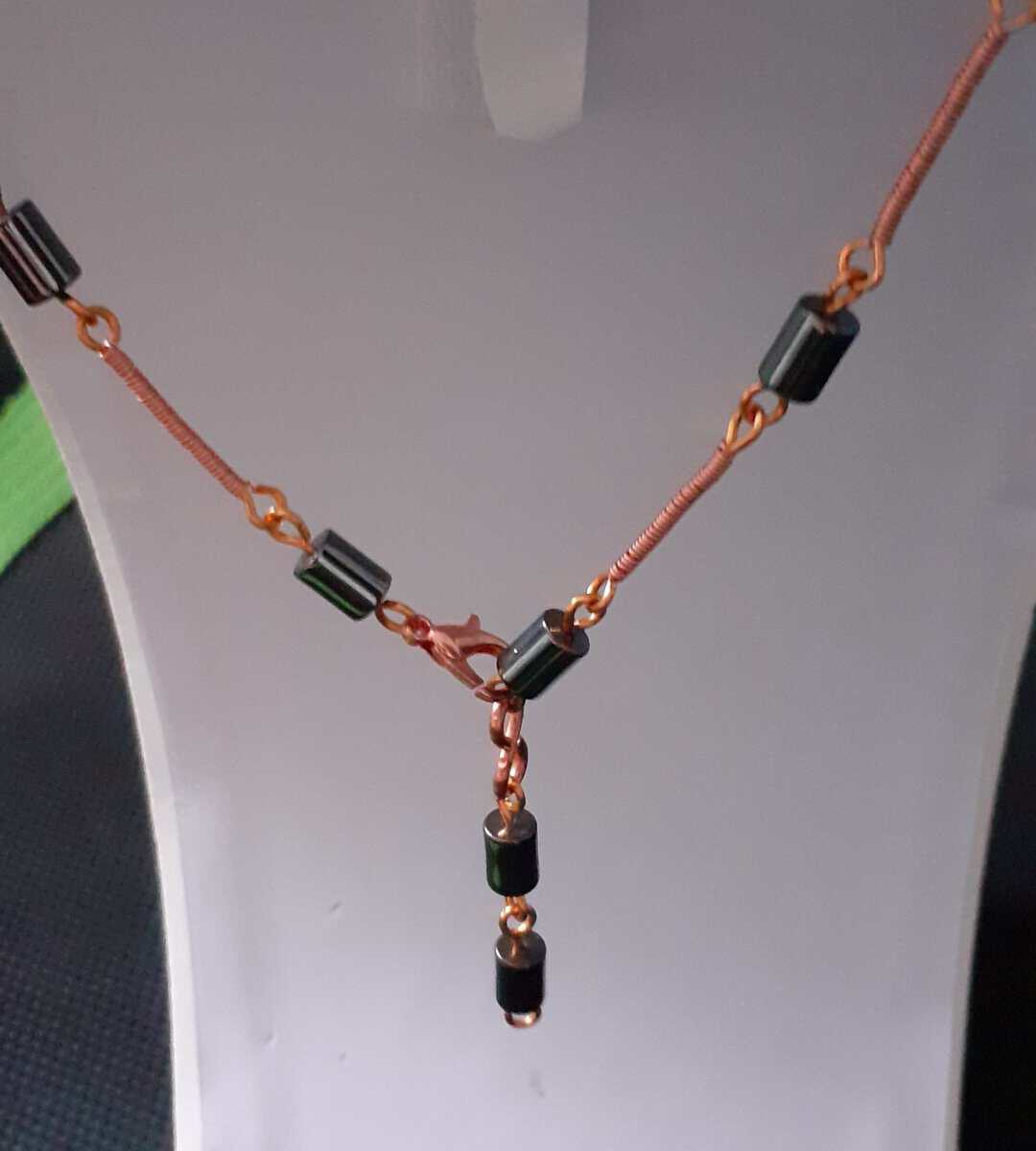 Copper and Haematite Coiled Beaded Adjustable Necklace - Image 4