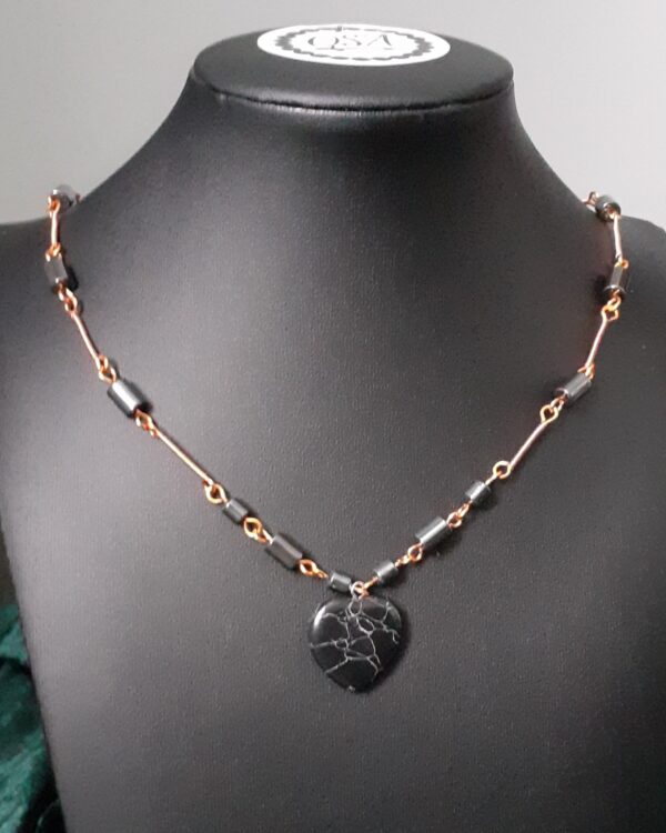 Copper and Haematite Coiled Beaded Adjustable Necklace
