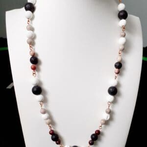 Lava Stones and Mookaite and Maifanite Beaded Copper Necklace - Image 1